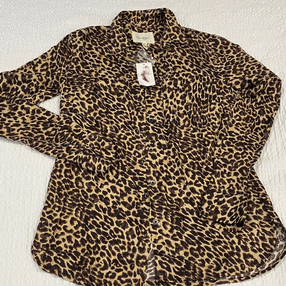 Jessica Simpson Leopard Print Button-Up Shirt